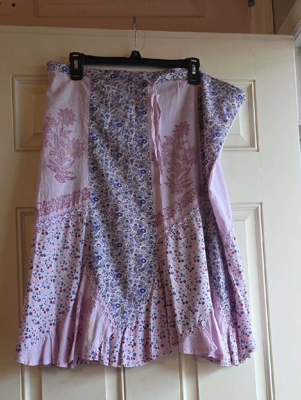 Lilac Floral Patchwork A-Line Skirt - Women's